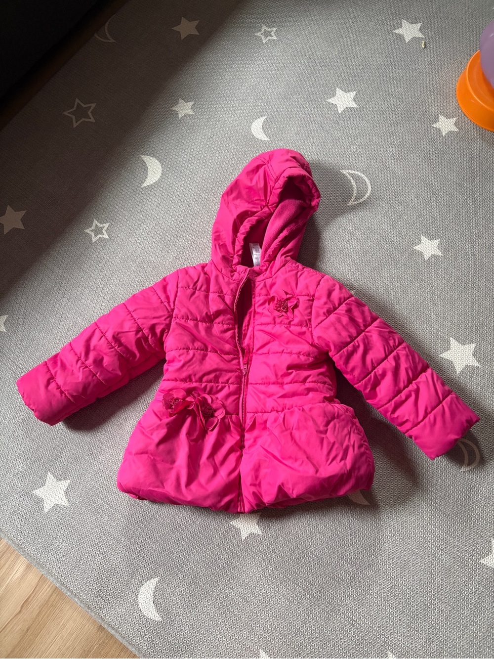 Little Me Hot Pink Quilted Hooded Jacket for Girls